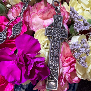 Sterling Silver Iona Cross w/ Celtic Chain