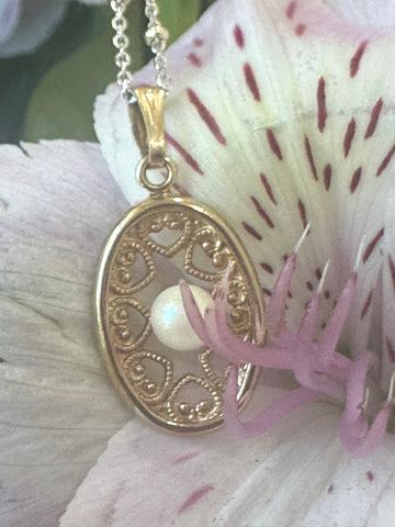 12 Karat Yellow Gold Filled Pearl Necklace  # 320-00058