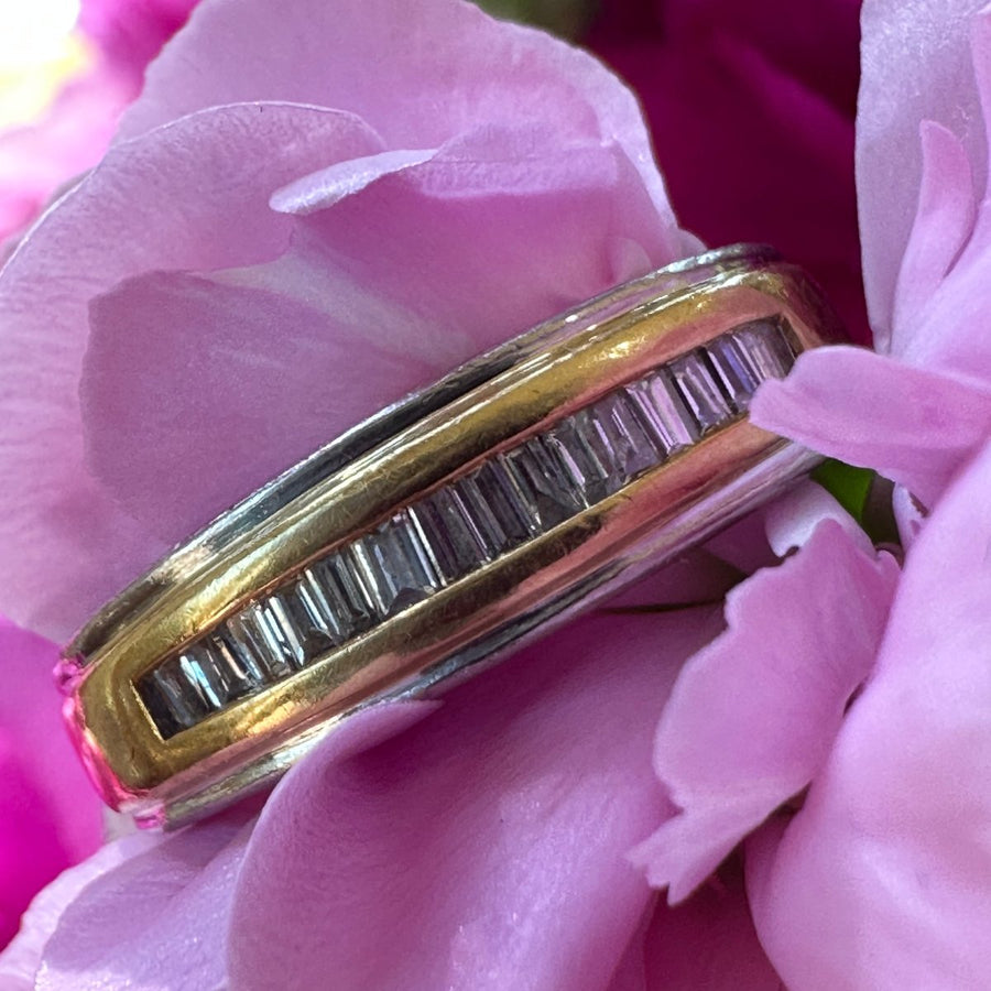 18 Karat Yellow Gold/Platinum Diamond Band