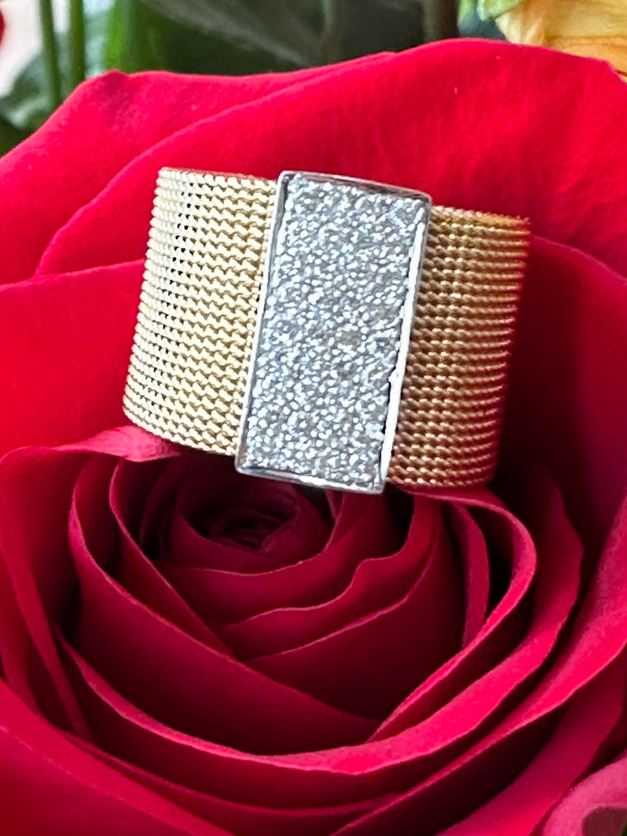 18 Karat White & Yellow Diamond Mesh Band  # 160-00507