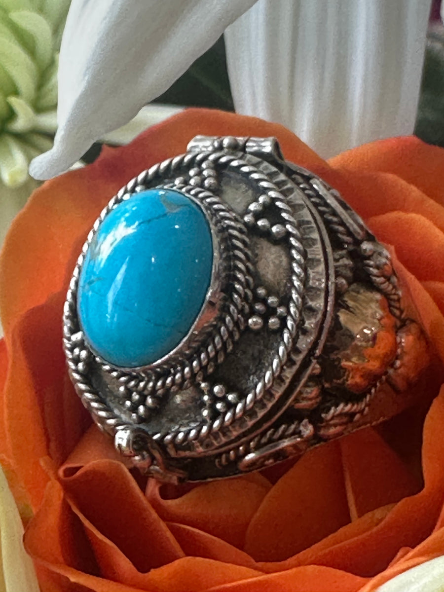 Sterling Silver & Turquoise Poison Ring  # 555-04137