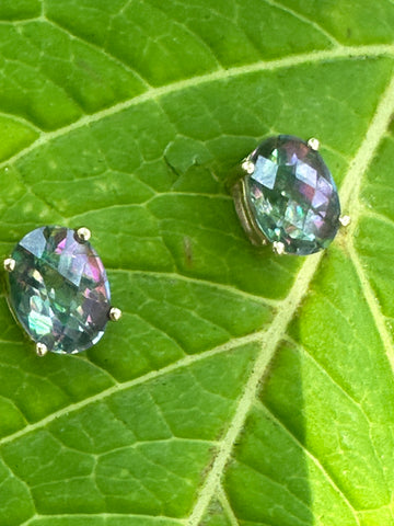 14 Karat Yellow Gold Mystic Topaz Stud Earrings  # 210-00929
