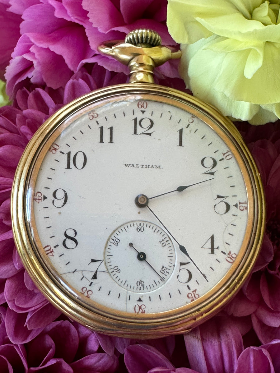 18 Karat Yellow Gold Waltham Pocketwatch  # 543-01715