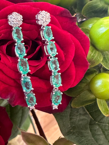 Emerald and Diamond Dangle Earrings  # 210-00900