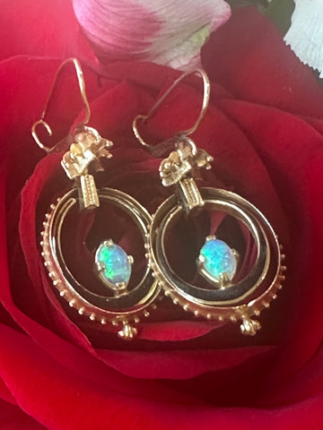 14 Karat Yellow Gold Opal Earrings  # 425-00222