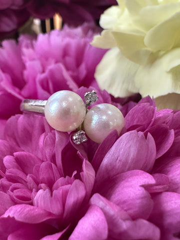 14 Karat White Gold , Pearl & Diamond Ring  # 300-00149