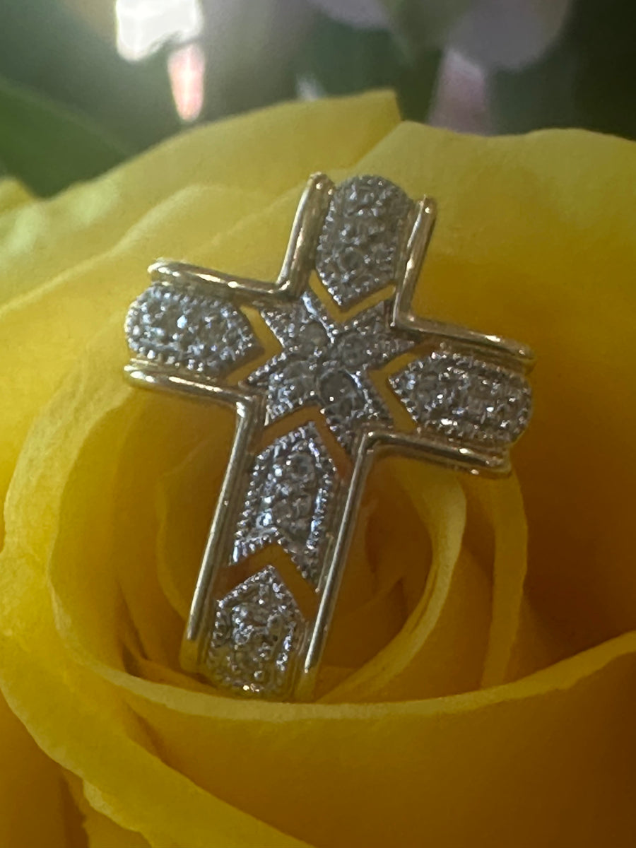 14 Karat Yellow Gold Diamond Cross  # 160-00505