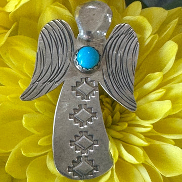 Sterling Silver Turquoise Angel Pin  # 555-04172
