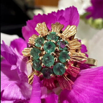 14 Karat Yellow Gold Emerald Ring