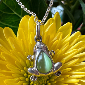 Sterling Silver Crystal Frog Pendant