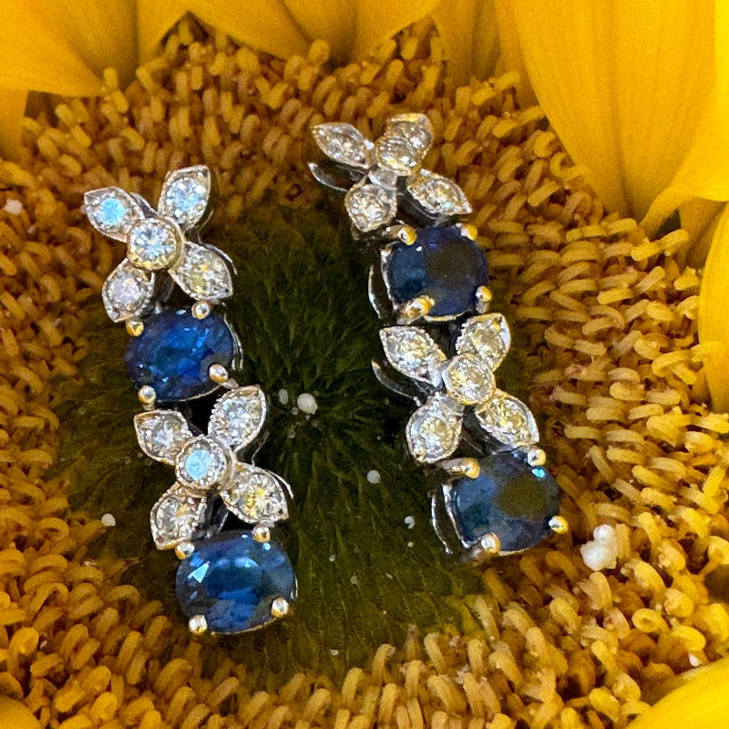 Platinum Diamond & Sapphire Earrings