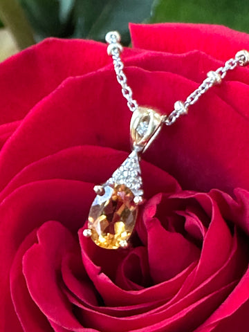 14 Karat Citrine Pendant w/ Sterling Silver & 14 K chain  # 235-00385