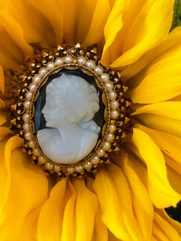 14 Karat Yellow Gold Cameo w/ Pearls  # 546-00156