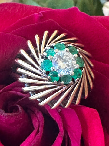 14 Karat Yellow Gold Emerald & Diamond Ring  # 200-02687