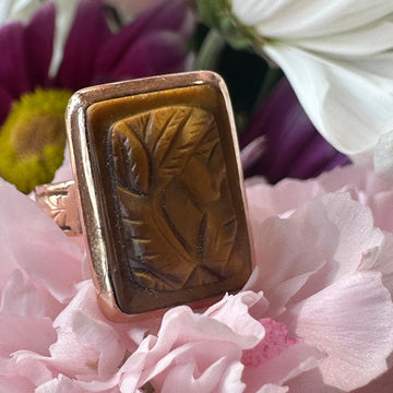 14 Karat Rose Gold Tiger's Eye Victorian Ring