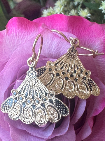 14 Karat Yellow Gold Fan Earrings  # 425-00221