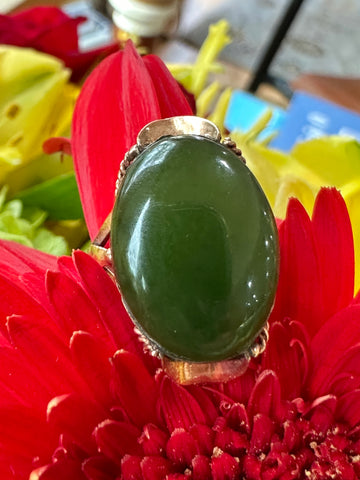 10 Karat Yellow Gold Jade Ring  # 200-02505