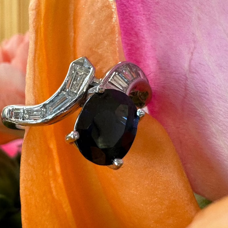 Platinum Diamond and Sapphire Ring  # 200-00099