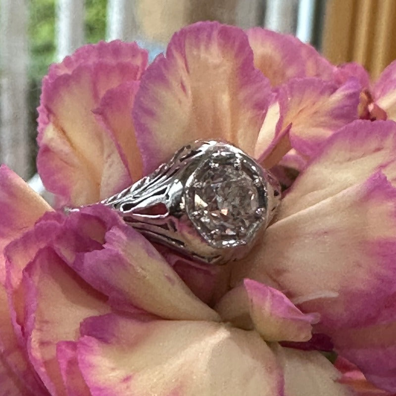 Platinum Old European Cut Diamond Engagement Ring