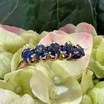 14 Karat Yellow Gold 5 Stone Sapphire Ring