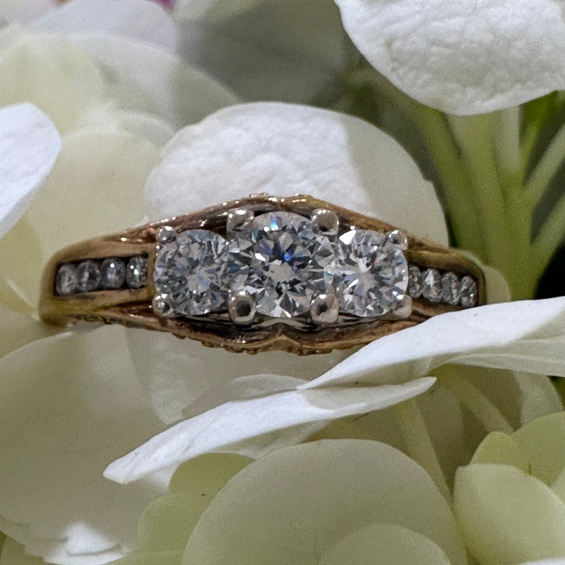 14 Karat Yellow Gold Diamond Engagement Ring