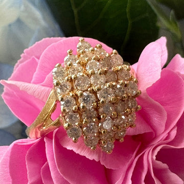 14 Karat Yellow Gold Diamond Cluster Fashion Ring