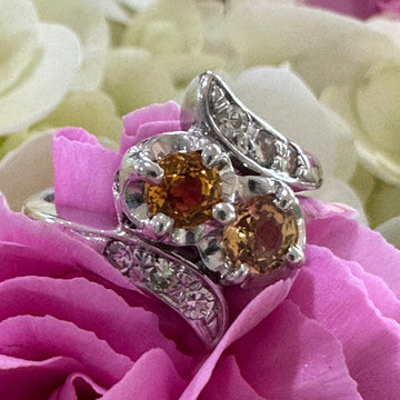 14 Karat White Gold Yellow Sapphire and Diamond Ring