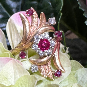 14 Karat Yellow Gold Ruby and Diamond Fashion Ring