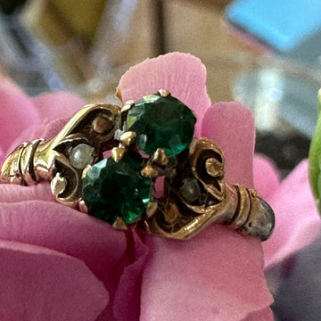 10 Karat Yellow Gold Victorian Green Doublet Ring