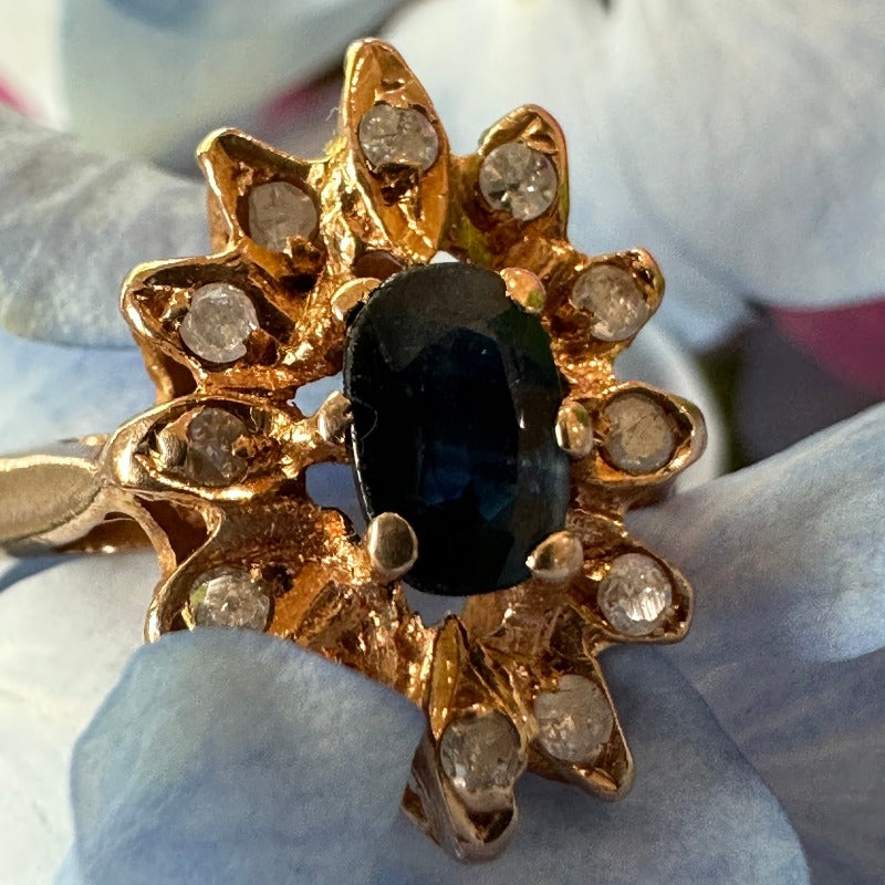 14 Karat Yellow Gold Ring with a Sapphire