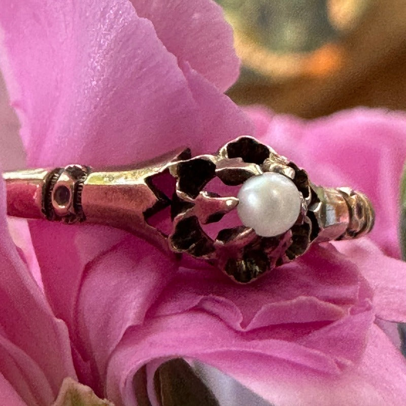 10 Karat Yellow Gold Victorian Pearl Ring