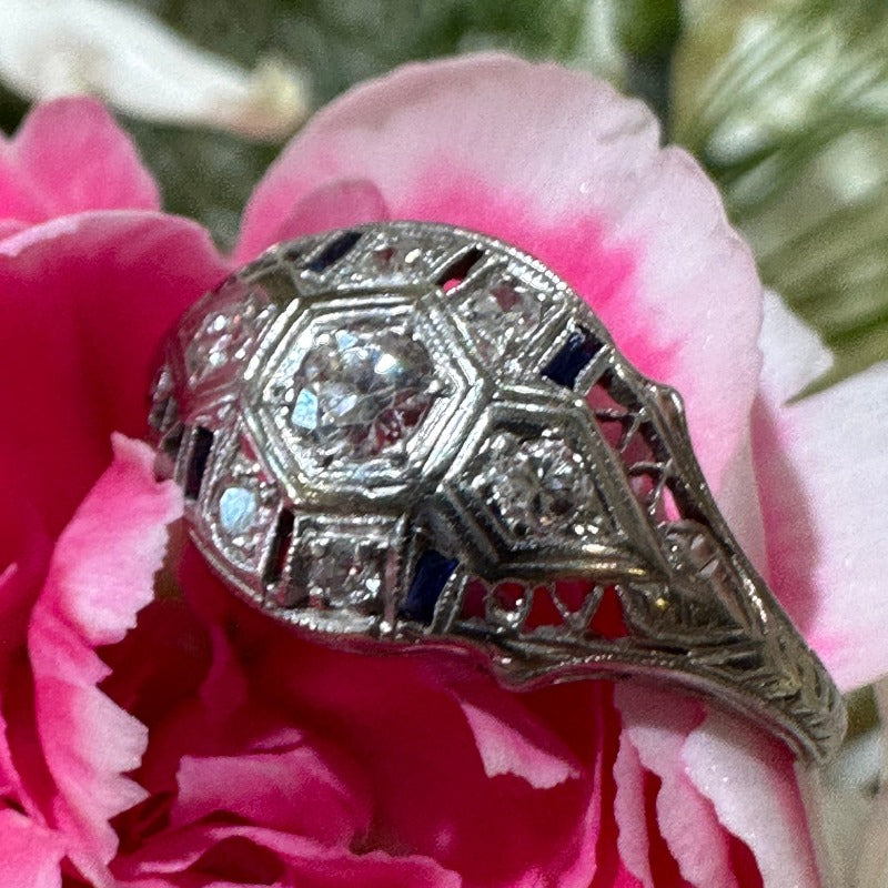 Art Deco Diamond and Sapphire Fashion Ring