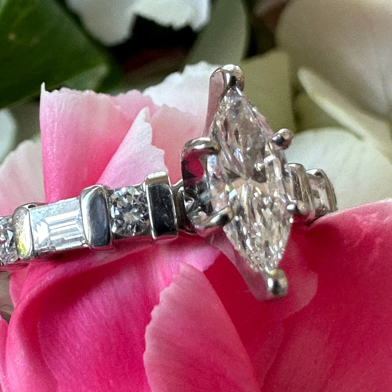 Platinum Marquise Cut Diamond Engagement Ring