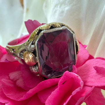 Victorian 18 Karat White & Yellow Gold Amethyst Ring