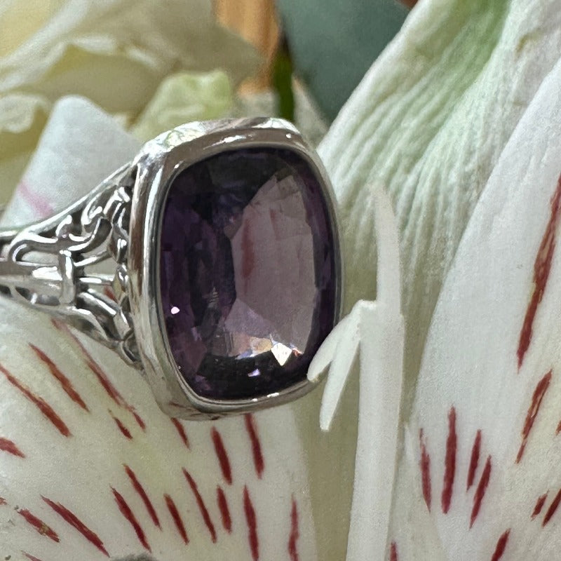 14 Karat White Gold, Purple Sapphire Ring