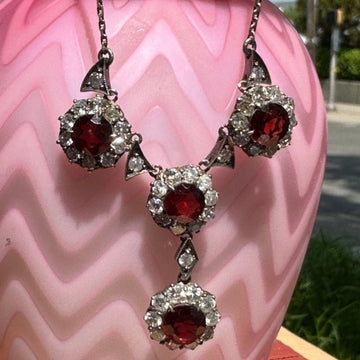 Vintage Garnet and Diamond Necklace