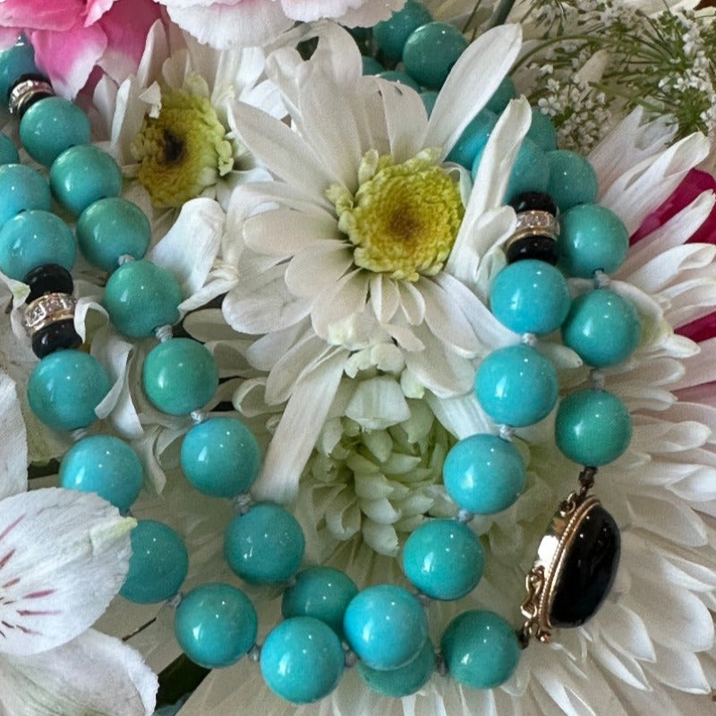 Turquoise, Onyx and Diamond Necklace