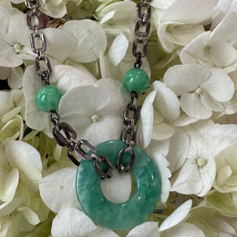 Sterling Silver & Jade Necklace