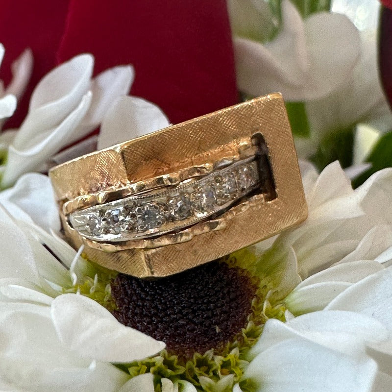 14 Karat Yellow Gold & Diamond Ring