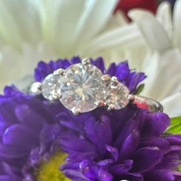 14K White, 3 Stone Diamond Engagement Ring