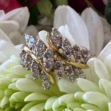 14 Karat Yellow Gold Diamond Cluster Ring