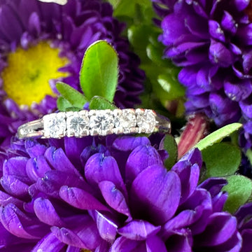 14K White Diamond Wedding Band