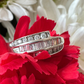 10K White Gold Bypass Style Diamond Wedding Band