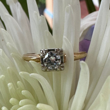 14 Karat Yellow Gold Diamond Engagement Ring