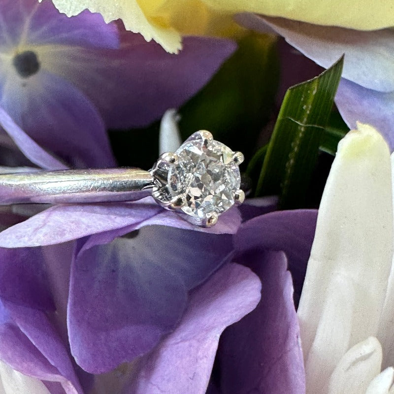 14 Karat White Gold Diamond Engagement Ring