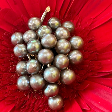 14 Karat Yellow Gold Grape Cluster Pearl Pin