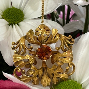14 Karat Yellow Gold Pendant with a Citrine