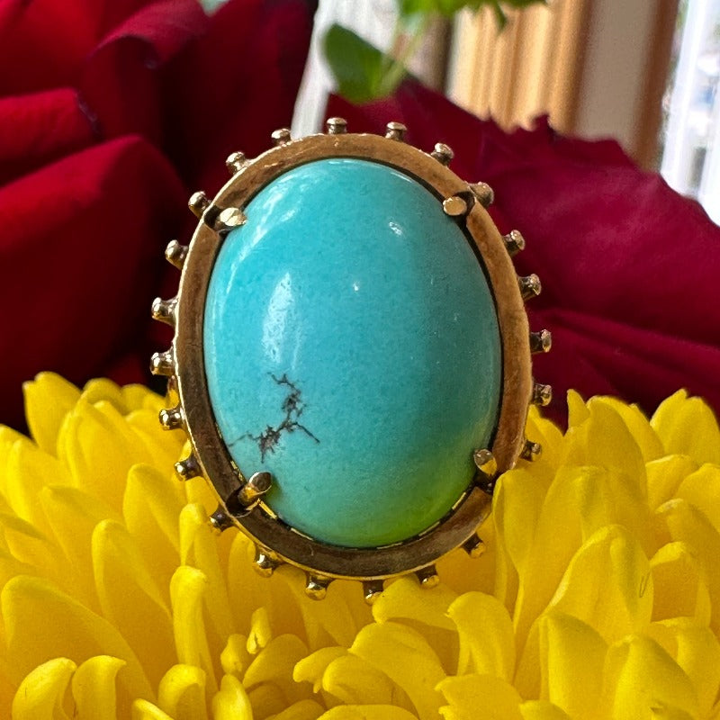 18 Karat Yellow Gold Persian Turquoise Ring