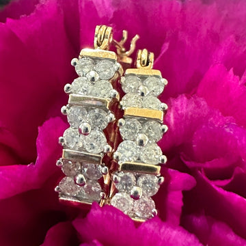 14 K Yellow Gold Diamond Earrings