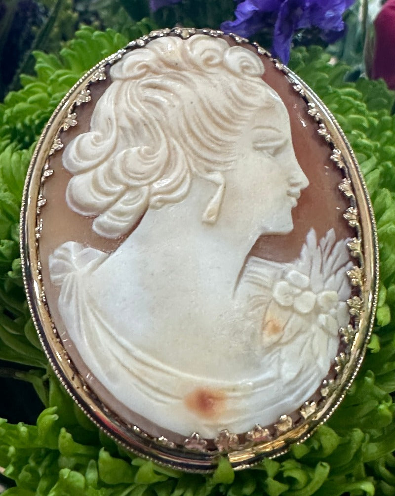 Yellow Gold Filled Cameo Pin/Pendant 